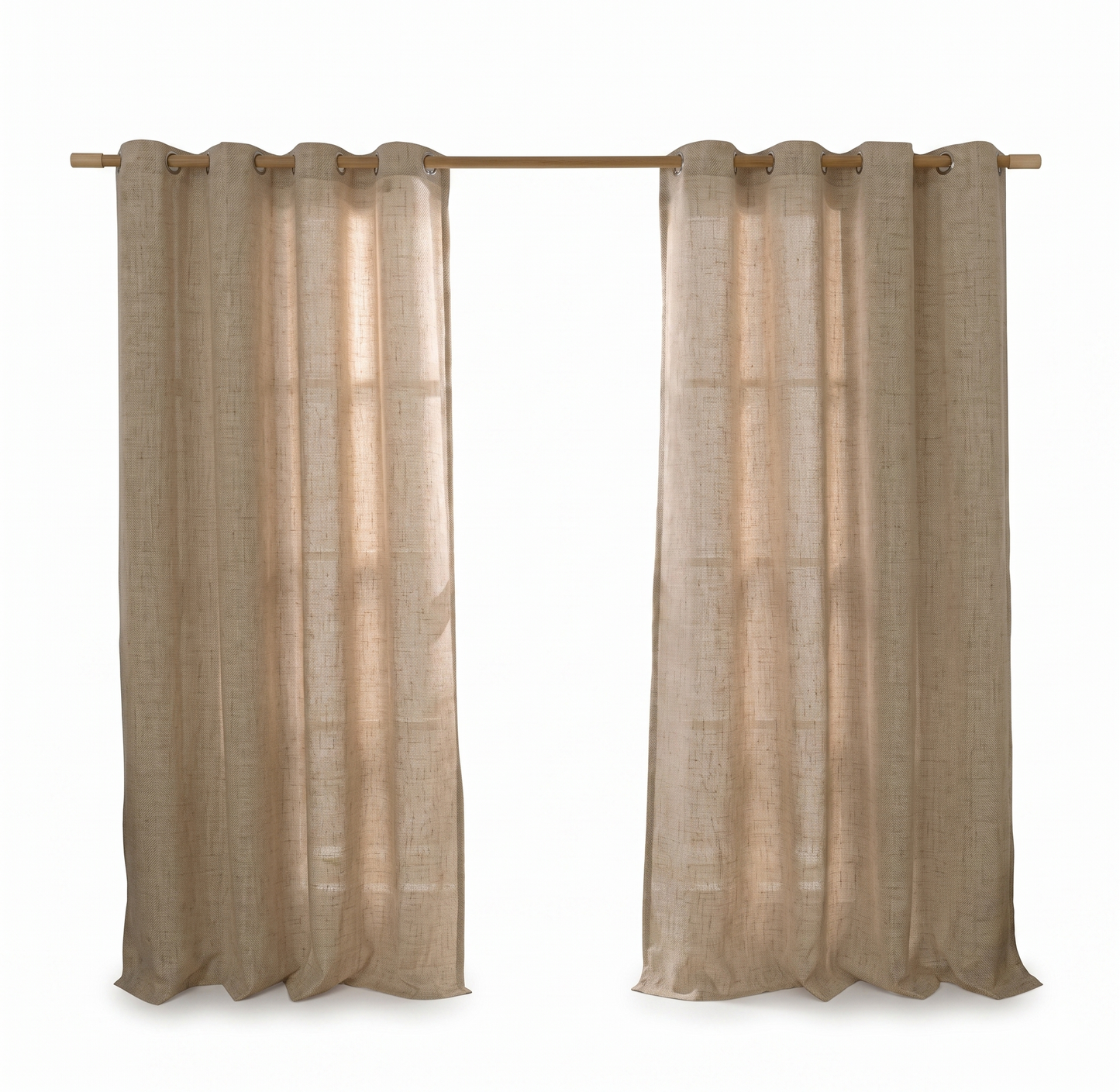 Rideau voilage aspect lin beige naturel à œillets